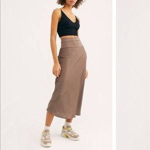 Free People Normani Bias Skirt French Gray